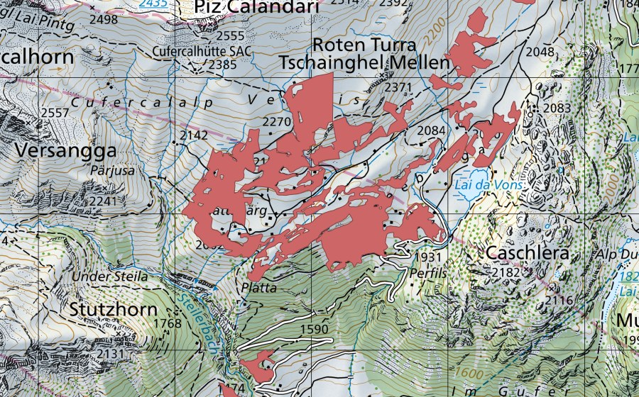 Carte nationale swisstopo avec le périmètre protégé de Seeberge (Prairie sèche)