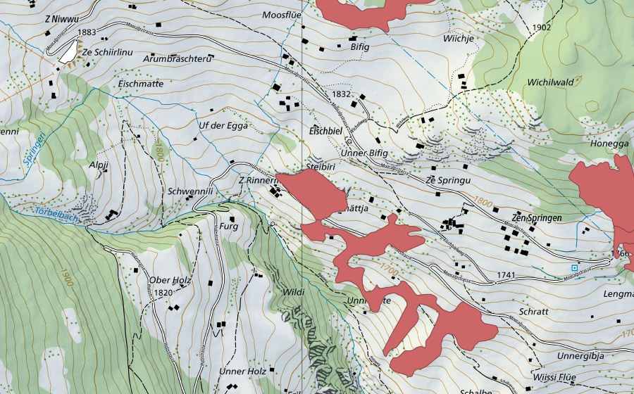 Landeskarte swisstopo mit dem Schutzperimeter von Site (Trockenwiese)