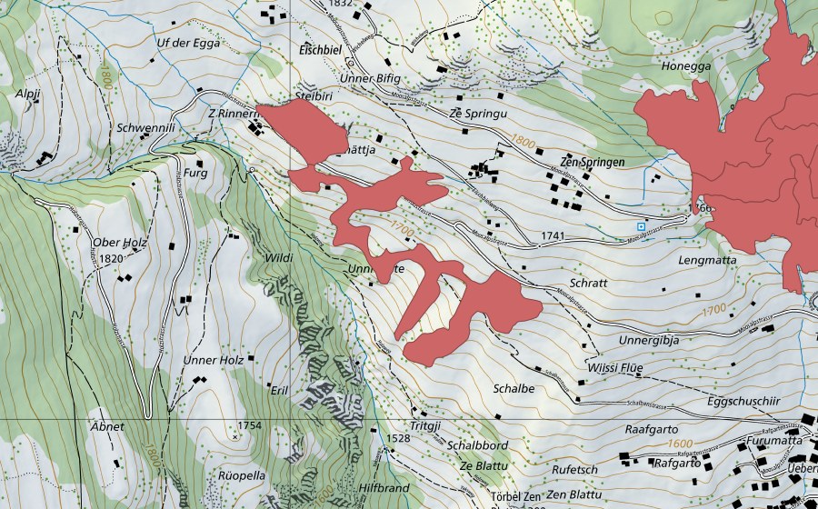 Carte nationale swisstopo avec le périmètre protégé de Site (Prairie sèche)
