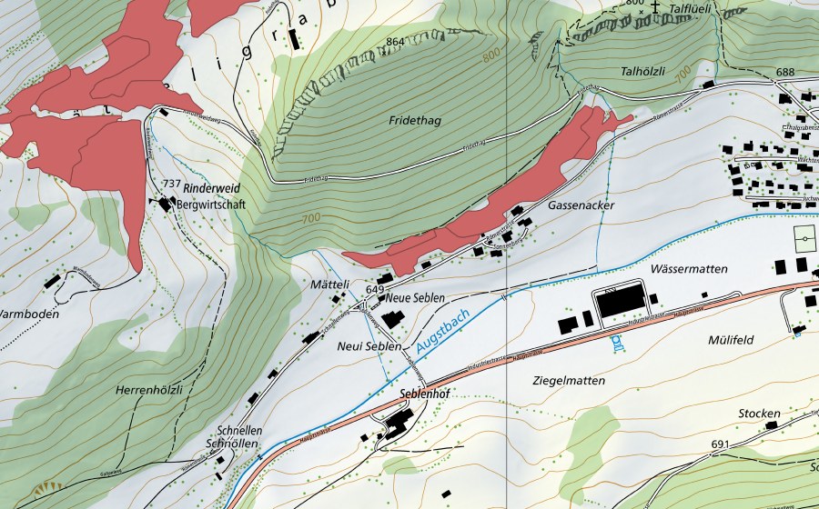 swisstopo national map showing the protected perimeter of Sonnenberg (Dry meadow)