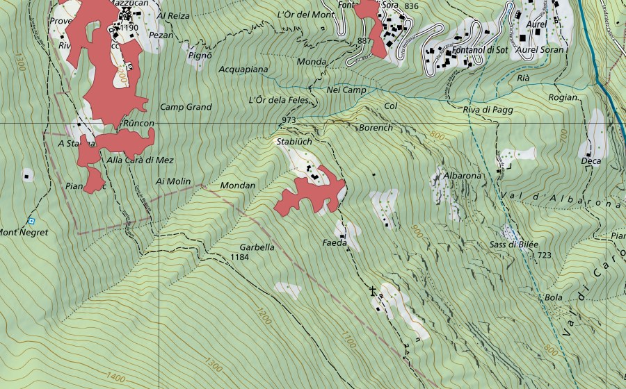 Carte nationale swisstopo avec le périmètre protégé de Stabiüch (Prairie sèche)