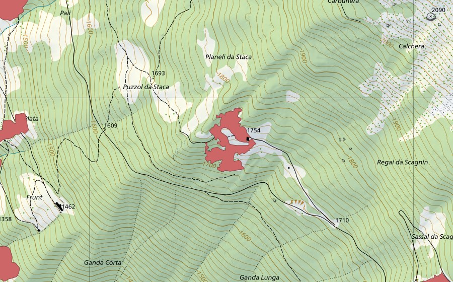 Carte nationale swisstopo avec le périmètre protégé de Staca (Prairie sèche)