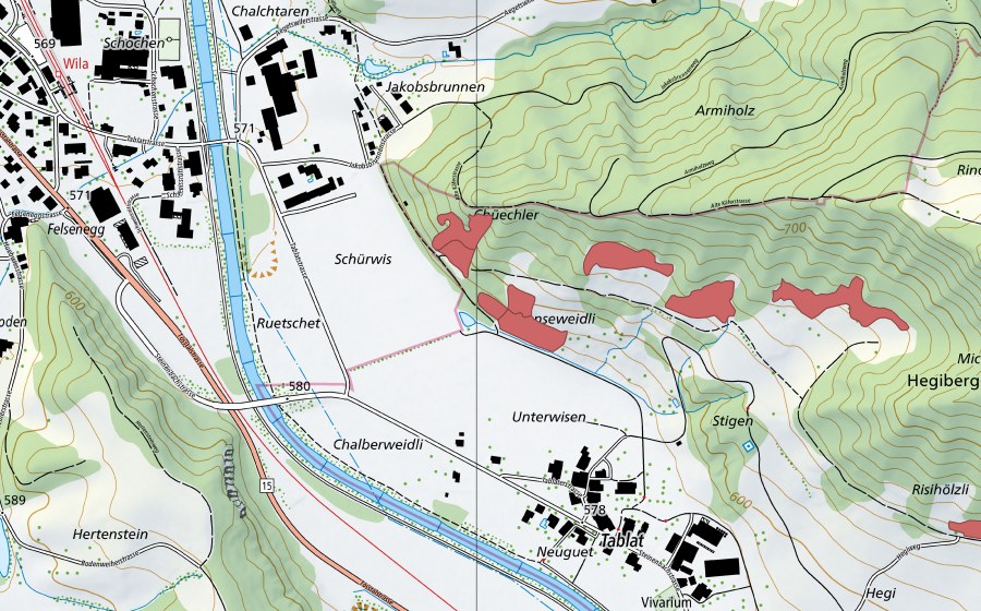 Landeskarte swisstopo mit dem Schutzperimeter von Stigenweid (Trockenwiese)