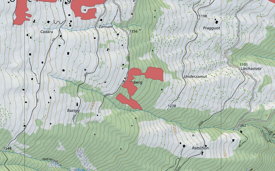 Carta nazionale swisstopo con il perimetro protetto di Studenberg (Prato secco)