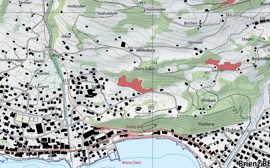 Carte nationale swisstopo avec le périmètre protégé de Tal (Prairie sèche)