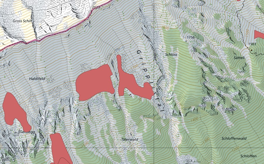 Carte nationale swisstopo avec le périmètre protégé de Tannegg (Prairie sèche)