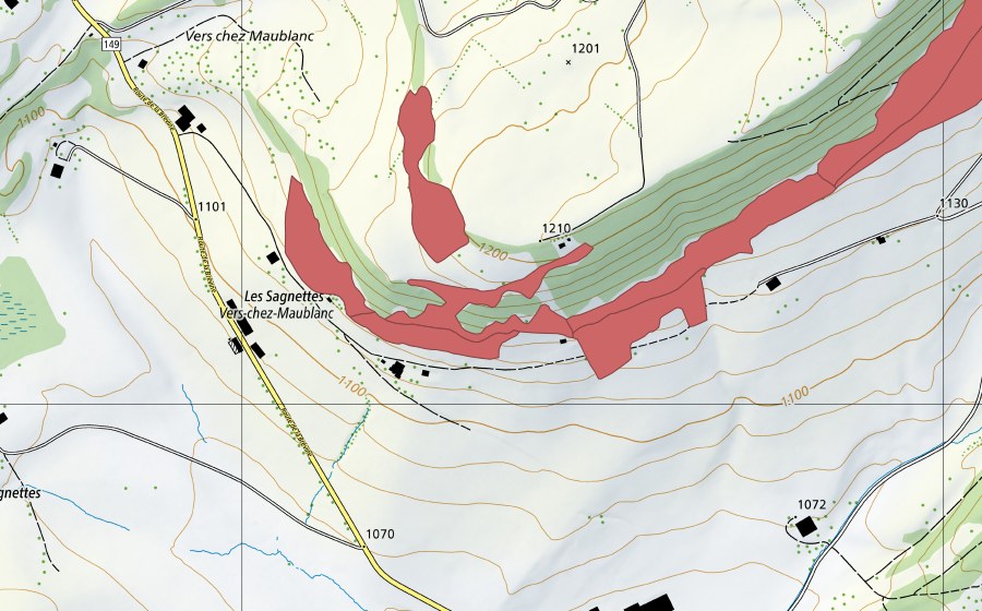 swisstopo national map showing the protected perimeter of Trémalmont (Dry meadow)
