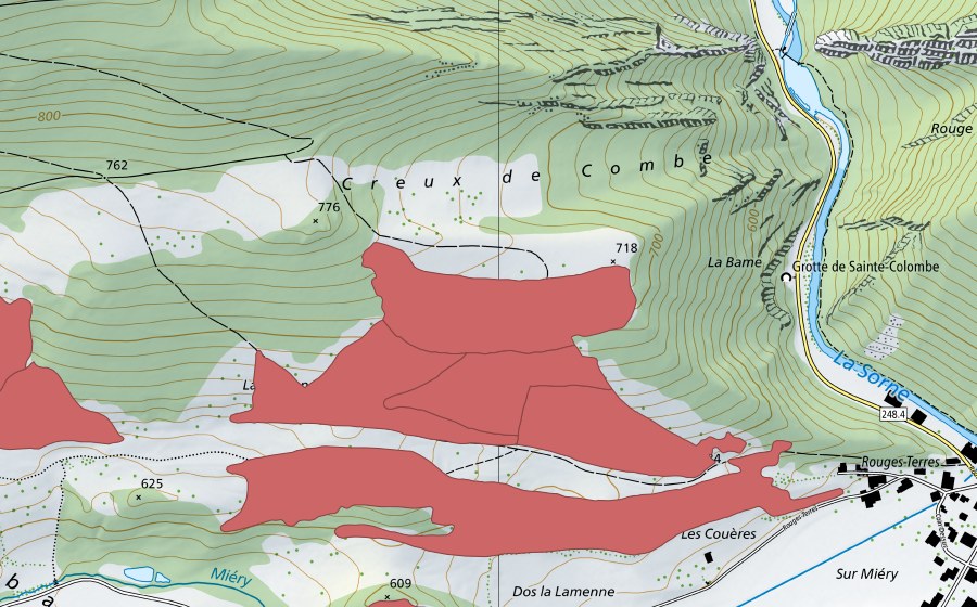 Landeskarte swisstopo mit dem Schutzperimeter von Undervelier (Trockenwiese)