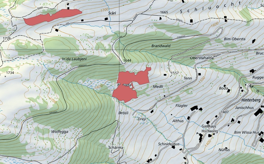 Carta nazionale swisstopo con il perimetro protetto di Wolfeggen (Prato secco)