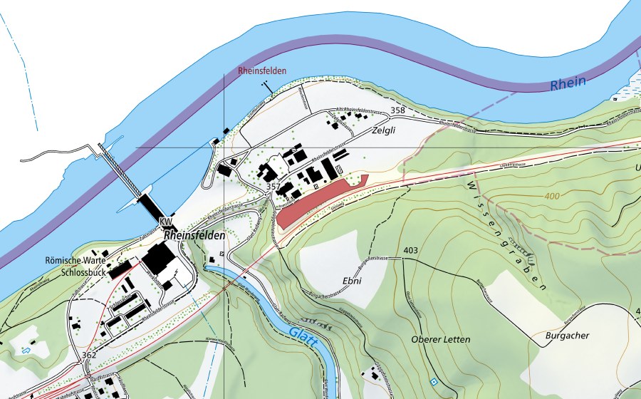 swisstopo national map showing the protected perimeter of Zelgli (Dry meadow)
