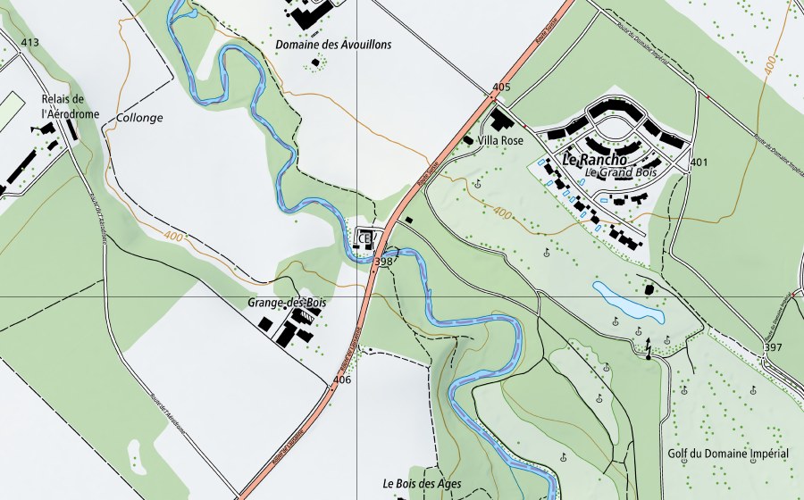 Carte nationale swisstopo avec le périmètre protégé de Promenthouse-Gland, Route Suisse (Station de température de l’eau)