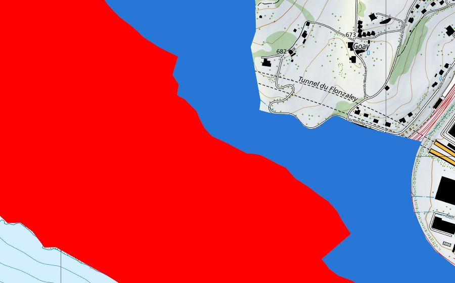 Carte nationale swisstopo avec le périmètre protégé de Lavaux, Weinberg-Terrassen (Patrimoine mondial UNESCO)