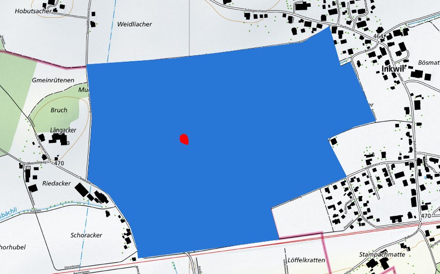 swisstopo national map showing the protected perimeter of Prähistorische Pfahlbauten um die Alpen (UNESCO World Heritage)