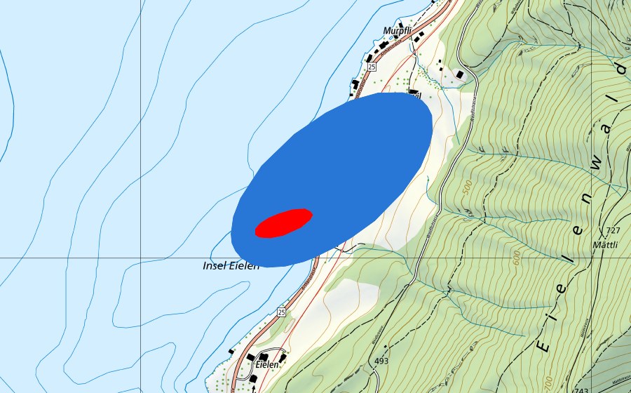 Carte nationale swisstopo avec le périmètre protégé de Prähistorische Pfahlbauten um die Alpen (Patrimoine mondial UNESCO)