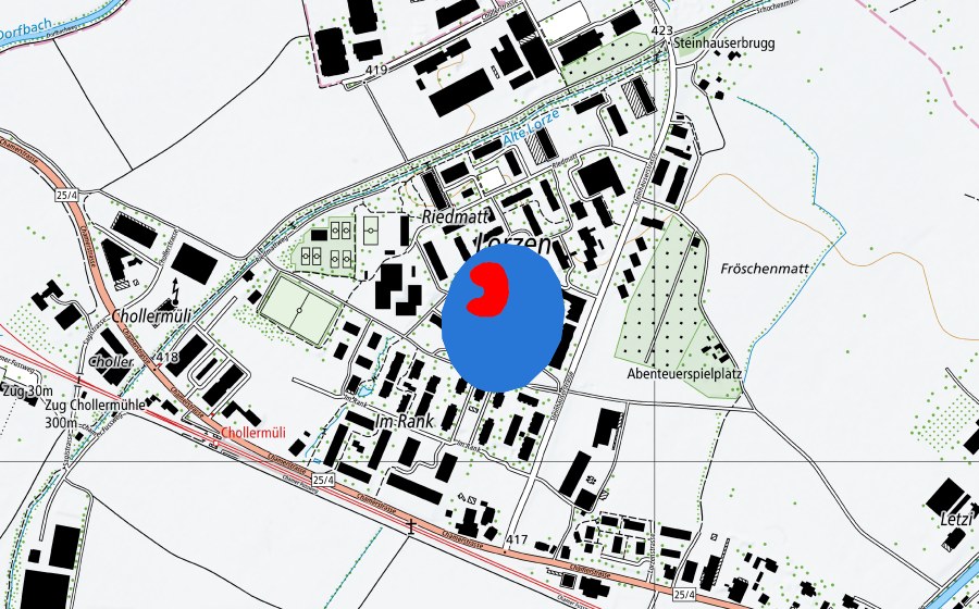 Carte nationale swisstopo avec le périmètre protégé de Prähistorische Pfahlbauten um die Alpen (Patrimoine mondial UNESCO)