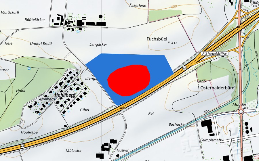 swisstopo national map showing the protected perimeter of Prähistorische Pfahlbauten um die Alpen (UNESCO World Heritage)
